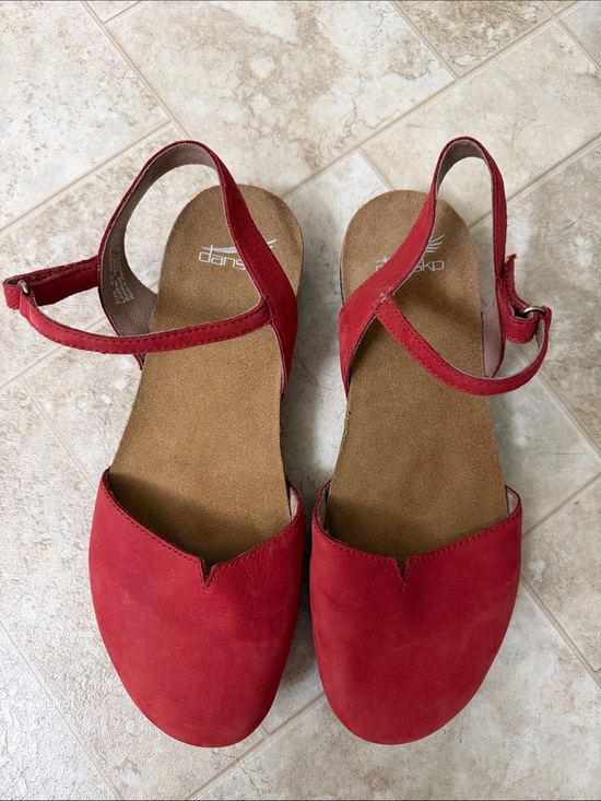 Dansko Shoes - Dansko Red Suede Women's Slingback Mules
